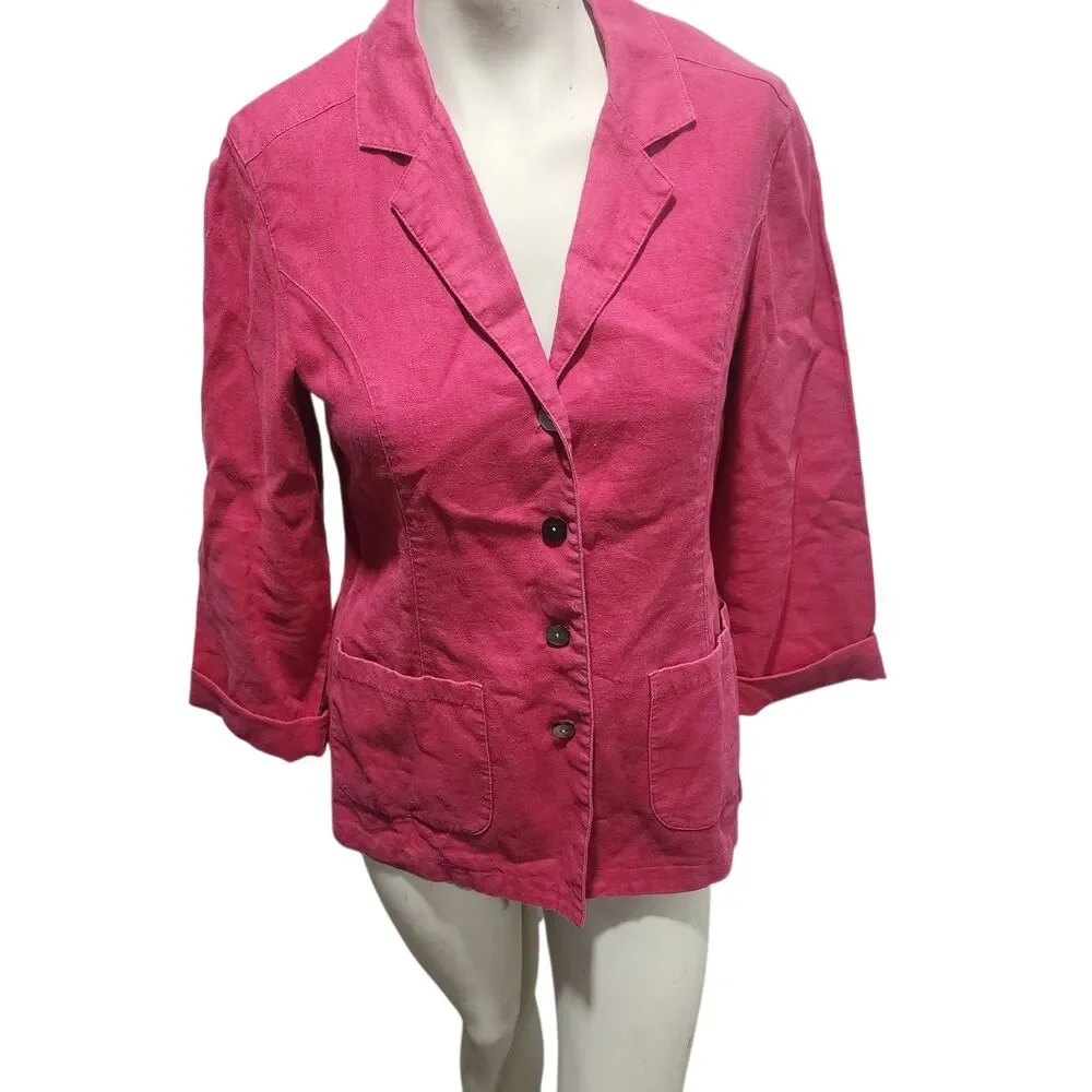 J. Jill Blazer Womens Sz‎ Small Linen Barbie Summer Feminine Dainty Office Work